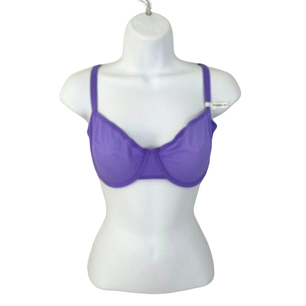 Aerie Women's Size 34B Smoothez Balconette Sheer Mesh Underwire Purple B…